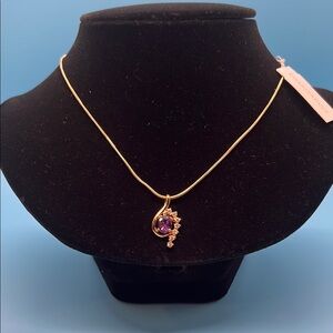 R45.  Charter Club Gold Necklace with Purple Pendant